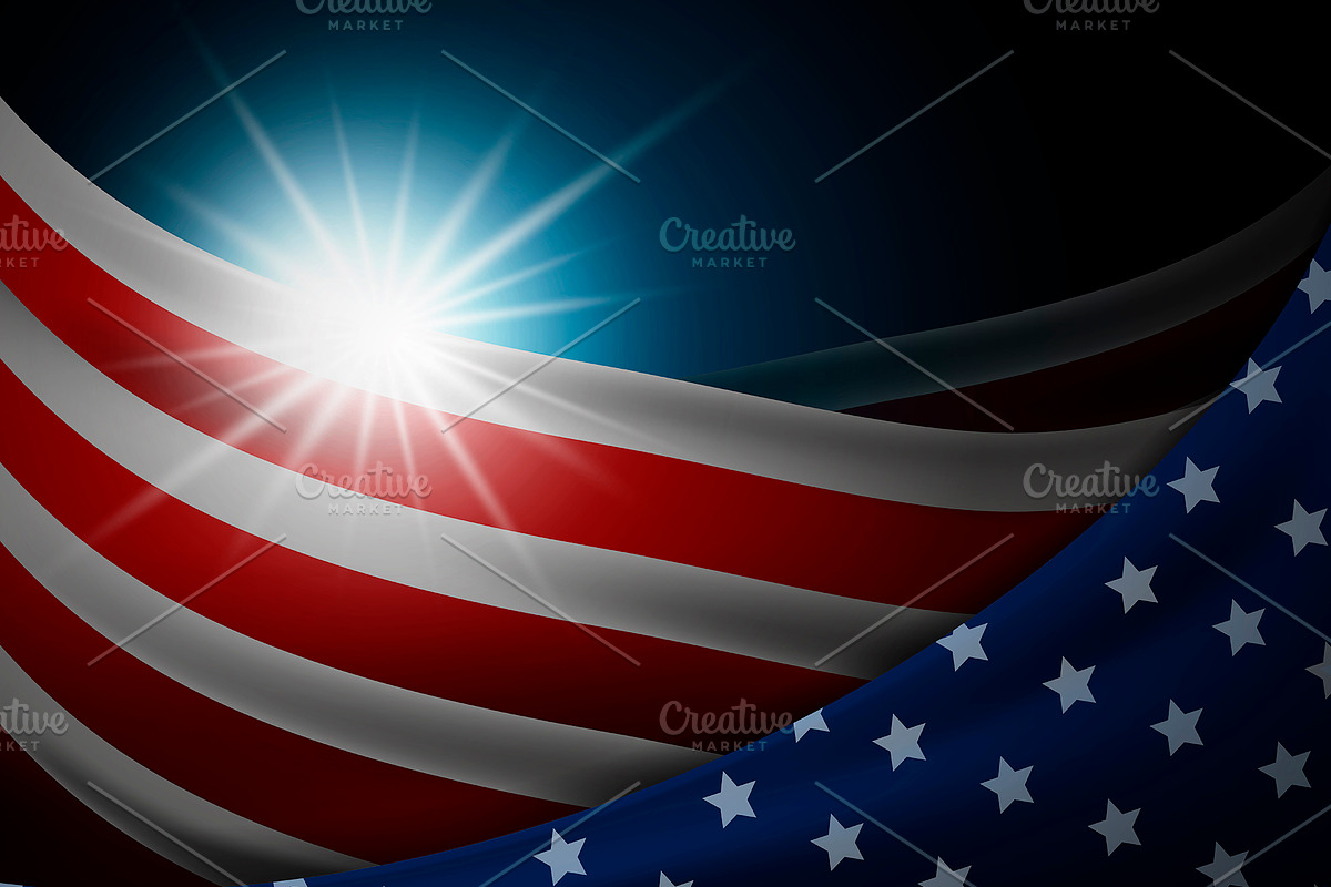 American flag with light background in Illustrations - product preview 8