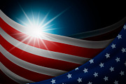 American flag with light background