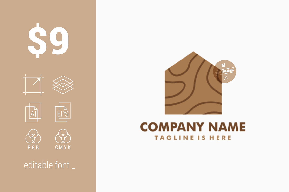 Wood House Logo in Logo Templates - product preview 8