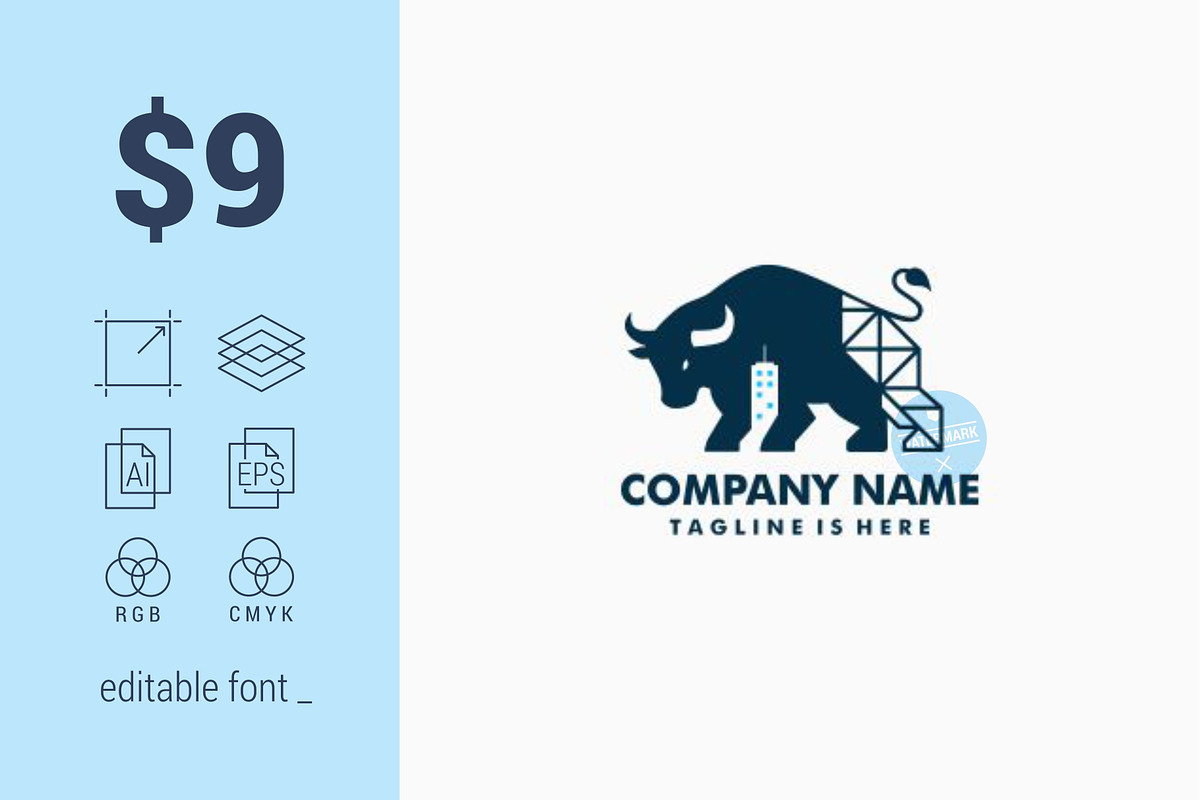 Bull Building Logo in Logo Templates - product preview 8