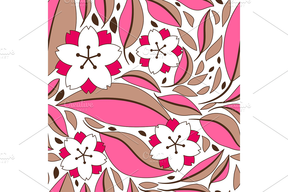 Seamless pattern with sakura or in Patterns - product preview 8