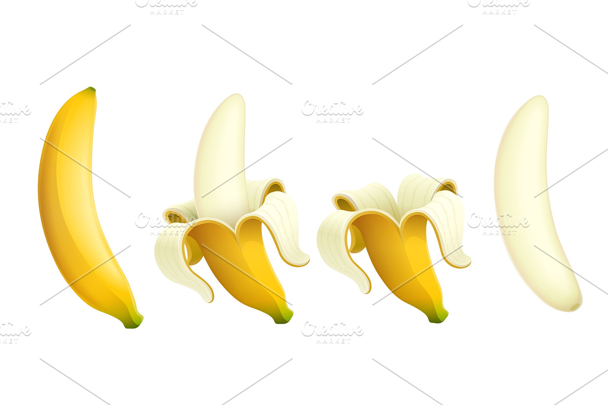 Ripe banana. Set of Tropical fruit. in Illustrations - product preview 8