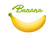 Ripe banana. Tropical fruit. Vector.