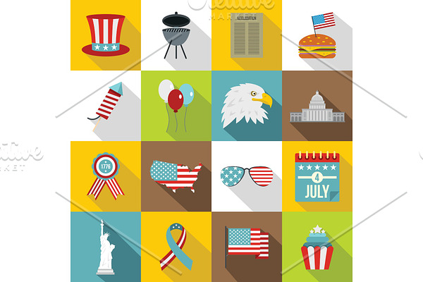Independence day flag icons set