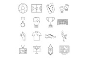 Soccer football icons set, outline