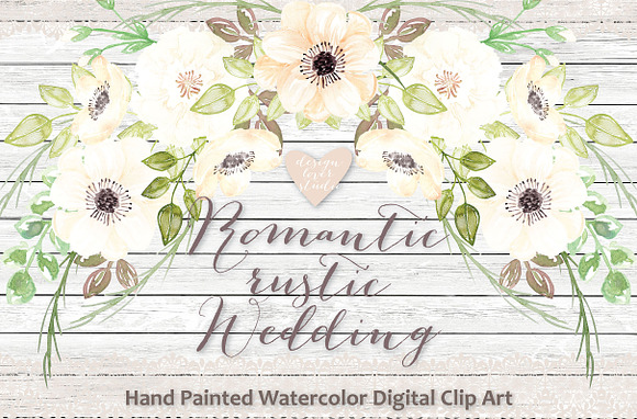 Watercolor Romantic rustic clipart in Illustrations - product preview 3