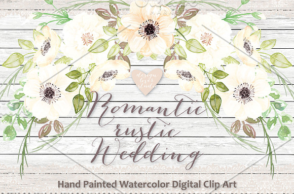 Watercolor Romantic rustic clipart in Illustrations - product preview 3