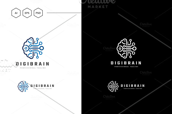 Digital Brain Logo in Logo Templates - product preview 5