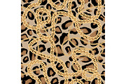 Leopard Seamless Pattern with Golden