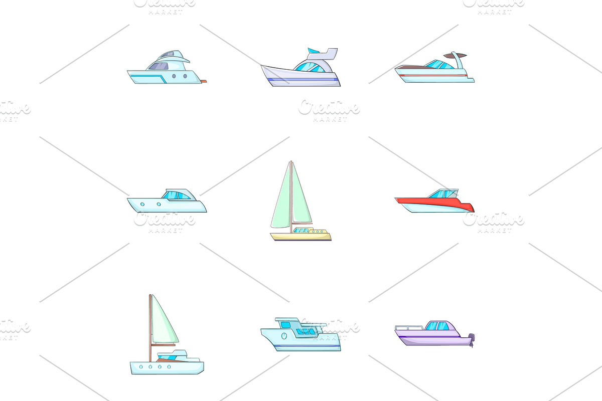 Ship transportation icons set in Illustrations - product preview 8