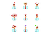 Depressed and stressed manager icons