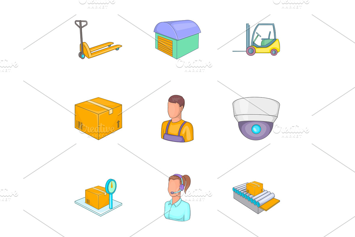 Service industry icons set, cartoon in Illustrations - product preview 8