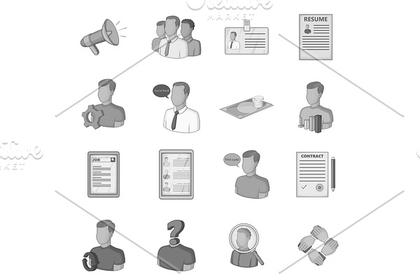 Human resources icons set, flat