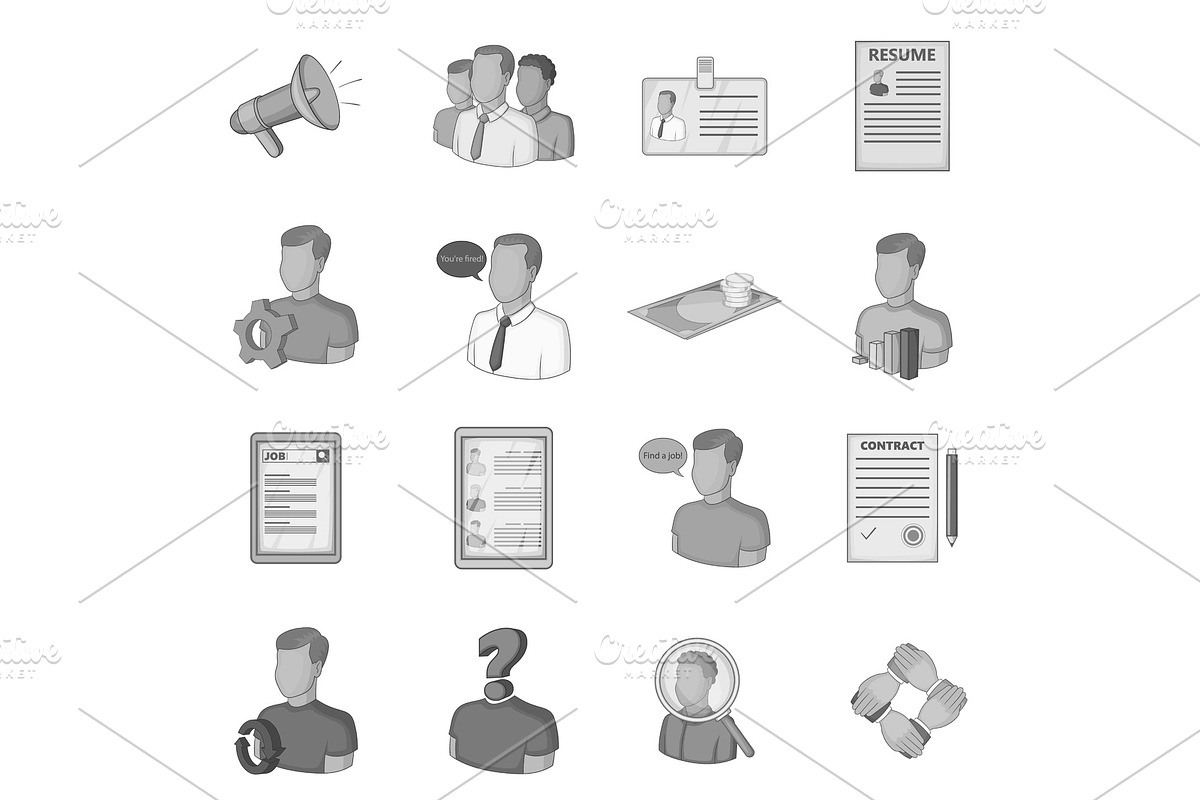 Human resources icons set, flat in Illustrations - product preview 8