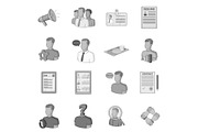Human resources icons set, flat
