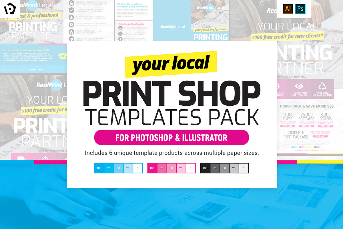 Print Shop Templates Pack in Flyer Templates - product preview 8