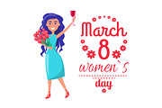 8 March Womens Day Poster with Happy