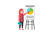 Muslim Woman and Whiteboard Vector