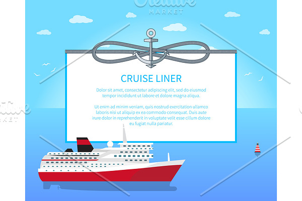 Cruise Liner Colorful Poster Vector