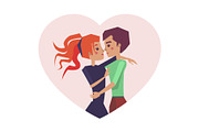 Kissing Couple in Love Poster Vector