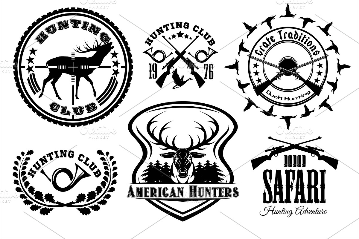 Vector set of vintage hunting in Illustrations - product preview 8
