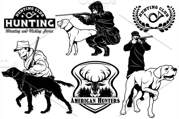 Set of Hunting Club labels. Pointer