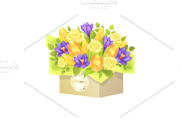Bouquet of Roses and Tulip Vector
