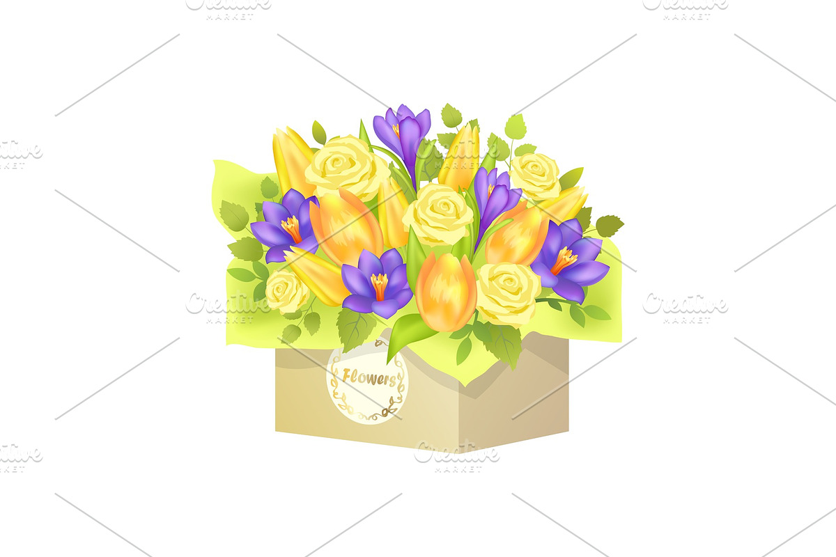 Bouquet of Roses and Tulip Vector in Illustrations - product preview 8