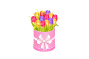 Bouquet of Tulips in Box, Vector