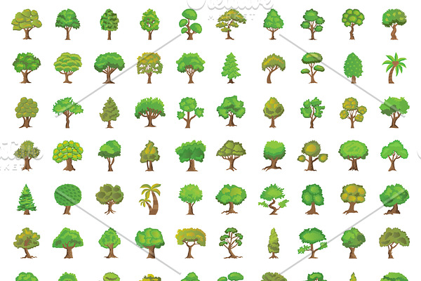 90 Flat Trees Vector Icons