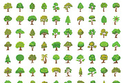 90 Flat Trees Vector Icons