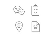 Smiling items linear icons set