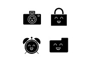 Smiling items glyph icons set