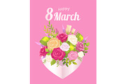 Happy 8 March Decoration, Vector