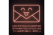 Smiling email character neon icon