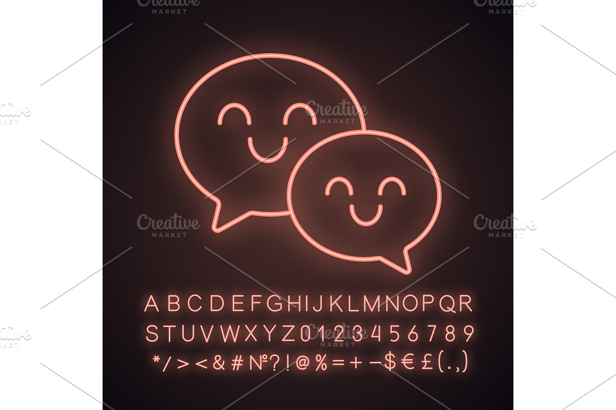 Smiling speech bubbles neon icon in Icons - product preview 8
