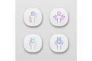 Emotional stress app icons set