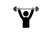 Man training with barbell glyph icon