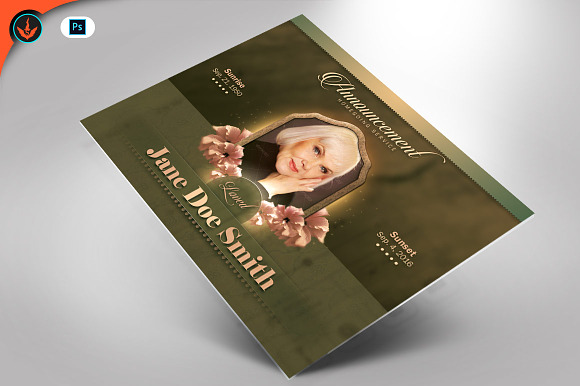 Vintage Green Funeral Announcement in Postcard Templates - product preview 4