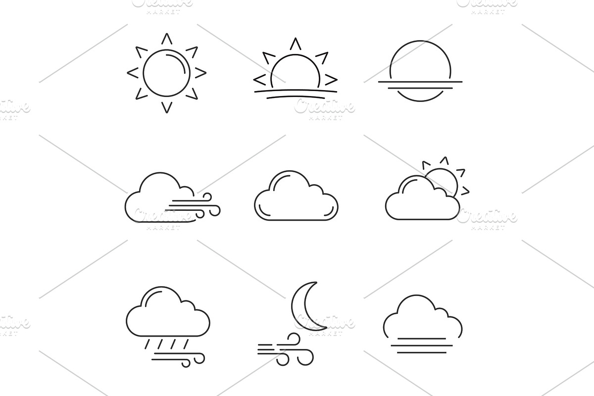Weather forecast linear icons set in Icons - product preview 8