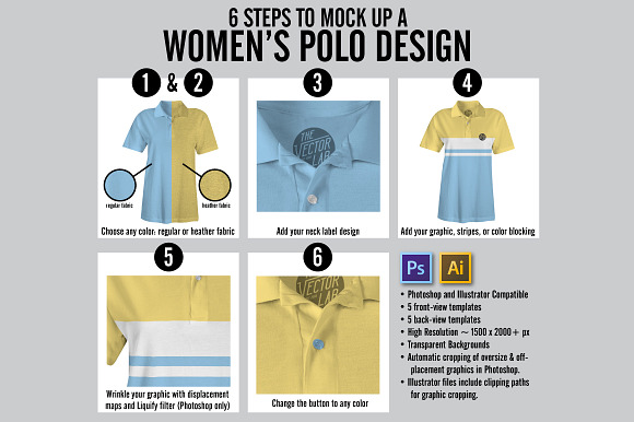 Women's Polo Shirt Mockup Templates in Product Mockups - product preview 1