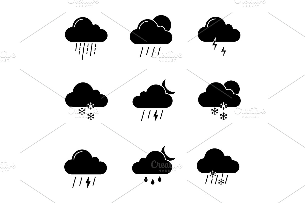 Weather forecast glyph icons set in Icons - product preview 8