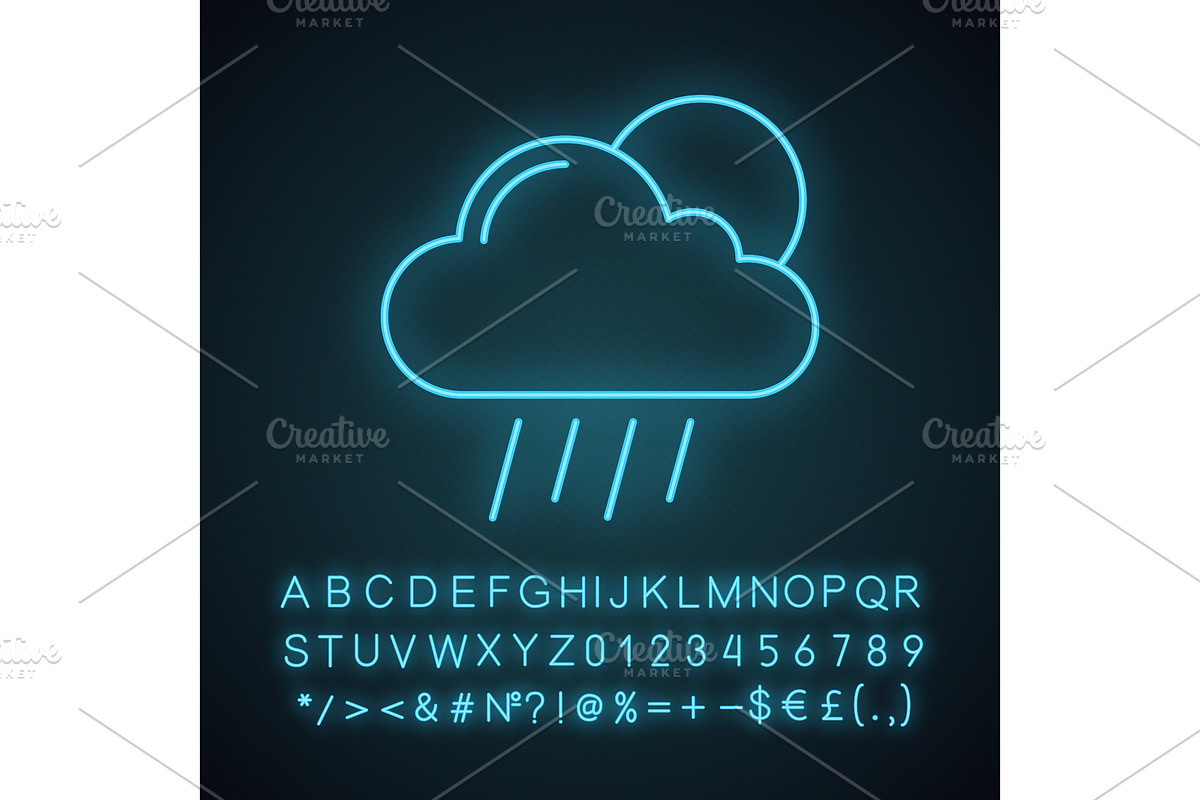Scattered shower neon light icon in Icons - product preview 8