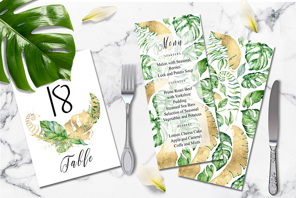Tropical gold wedding invitation  in Wedding Templates - product preview 2