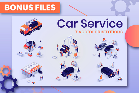 Car Repair Set Isometric Design in Web Elements - product preview 4