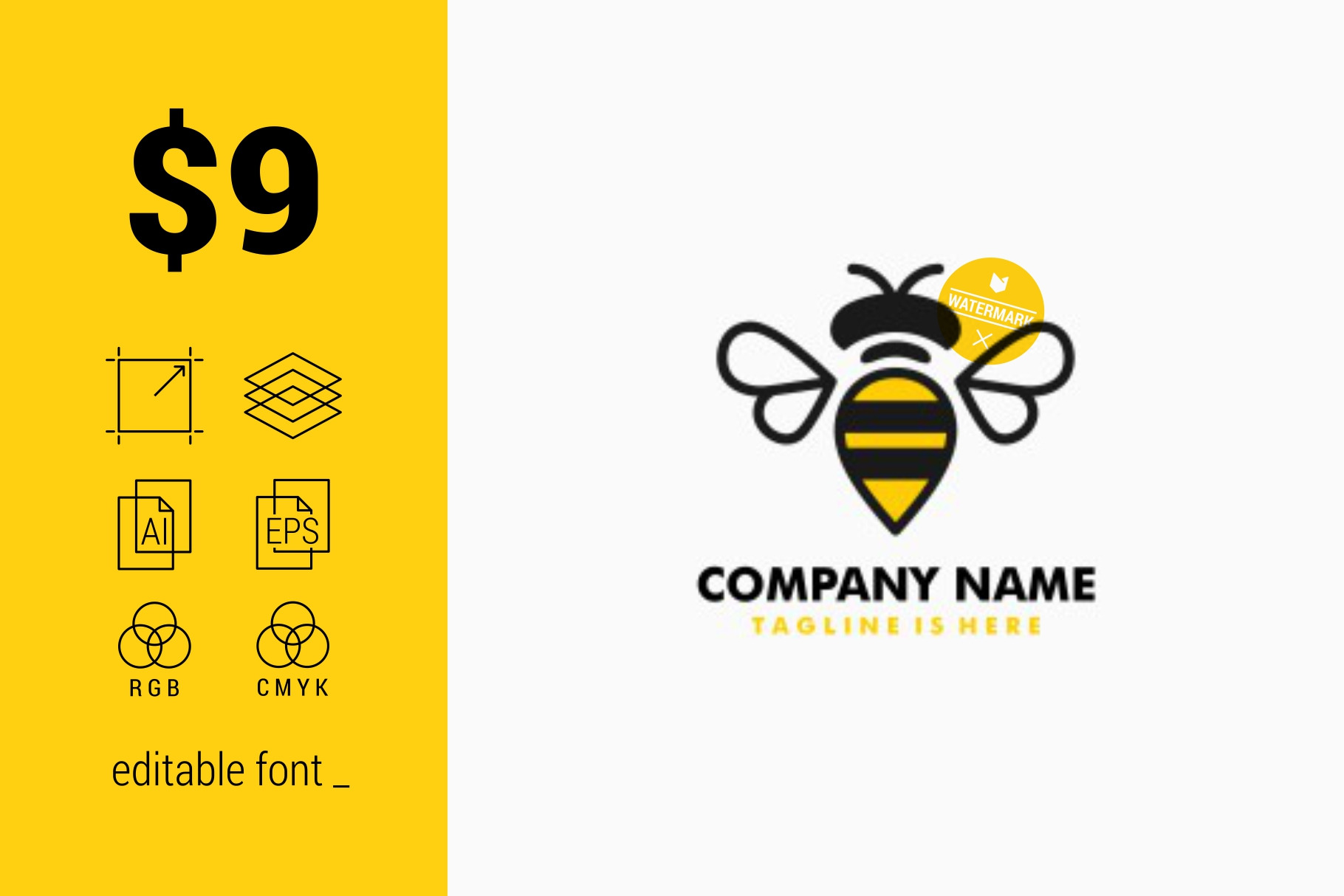 Bumble Bee Logo ~ Logo Templates ~ Creative Market