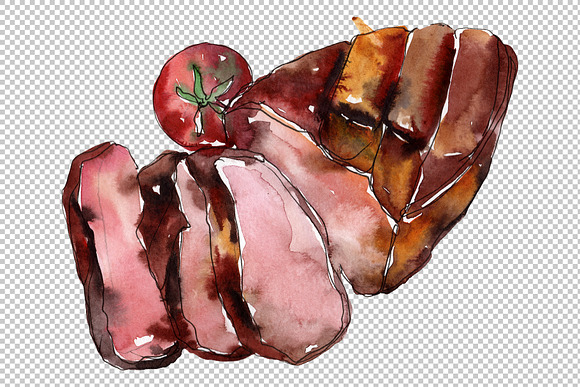 Steak Watercolor png  in Illustrations - product preview 4