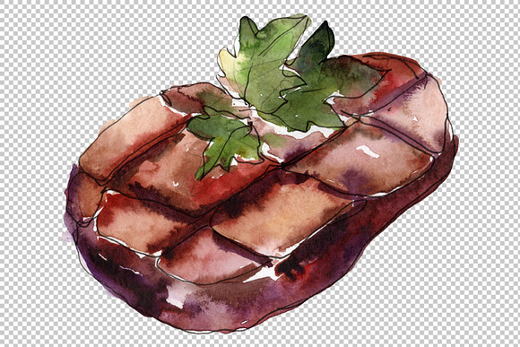 Steak Watercolor png  in Illustrations - product preview 5