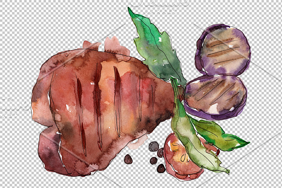 Steak Watercolor png  in Illustrations - product preview 7