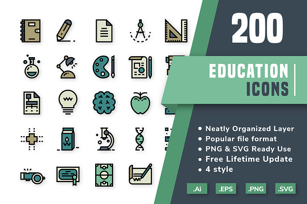 200 Education icon pack